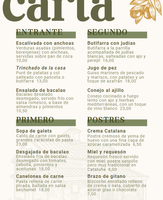 Carta de restaurante optimizada con estrategias de marketing para aumentar ventas